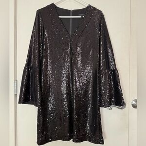 Nanette Lepore Black and Silver Sequin Top